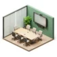 isometric icon A spacious meeting r by bnbicons.com
